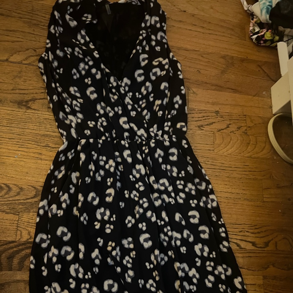 Rebecca Taylor Black and White Leopard Print Flowy Dress